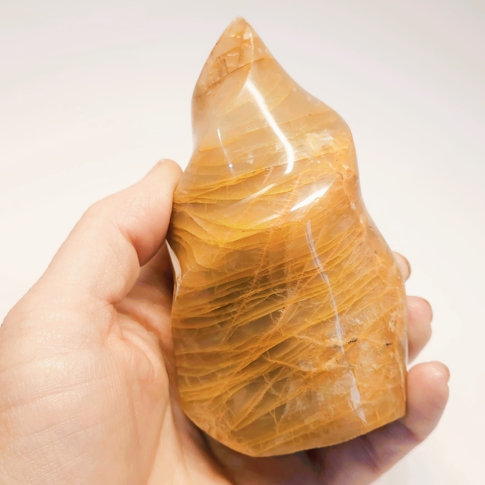 Peach Moonstone, Crystal, flame